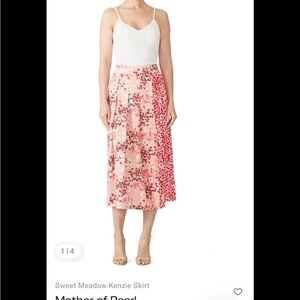 Mother of Pearl Sweet Meadow Kenzie Silk Midi Wrap Skirt pink floral Size 6 GUC